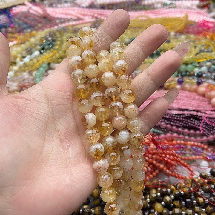 玛瑙/玉髓未镶嵌珠宝半成品一条10mm左右黄塔晶