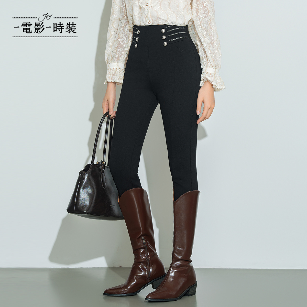 【芊芊专属】一电影一时装高腰黑色修身小黑裤百搭 FFFK811094