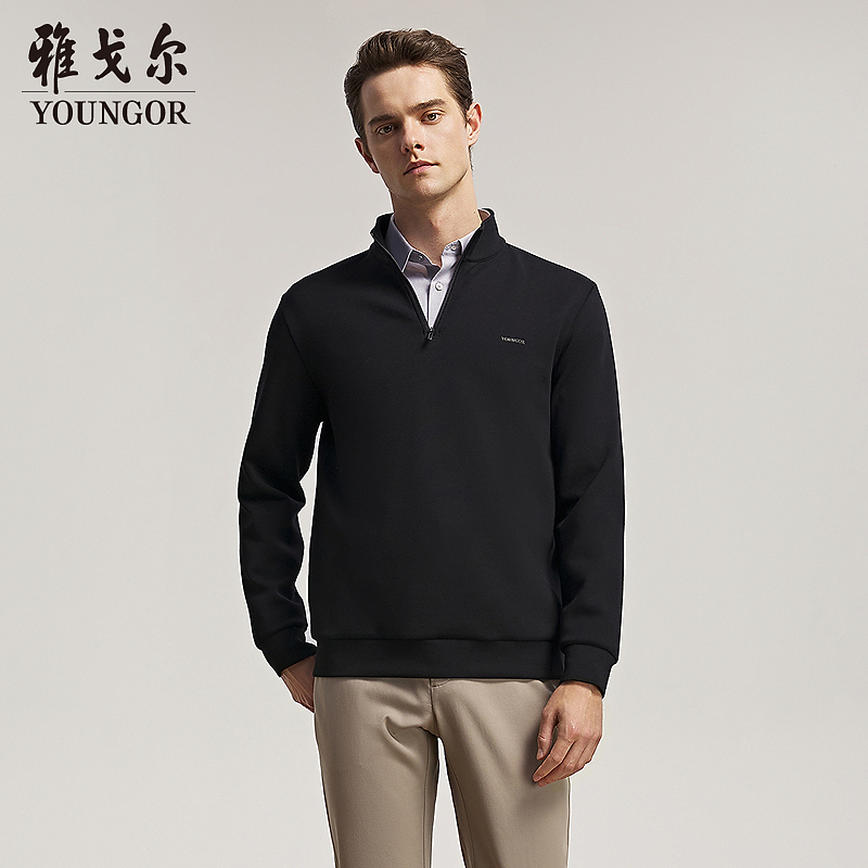 【抗菌+抗静电】雅戈尔男士秋冬季半高领半拉链款套头卫衣539958