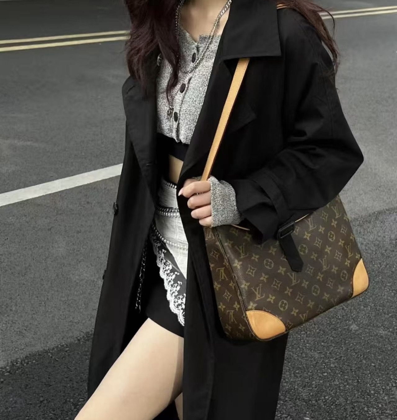 99新 LouisVuitton/路易威登 大吉中古/LV老花牛角斜挎包