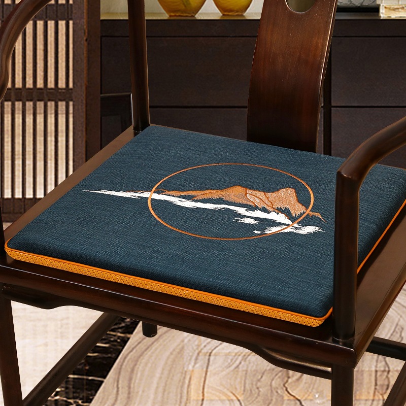 新中式茶椅官帽椅实木沙发垫圈椅太师椅加厚防滑餐椅坐垫