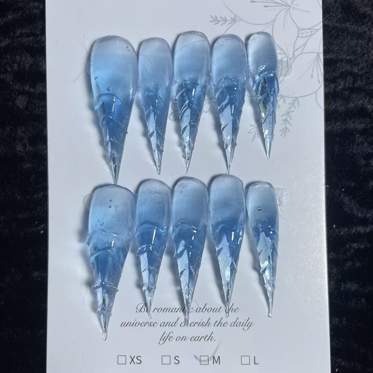 【蓝色海洋】2024新款穿戴显白立水母手工手绘长款高级美甲穿戴甲