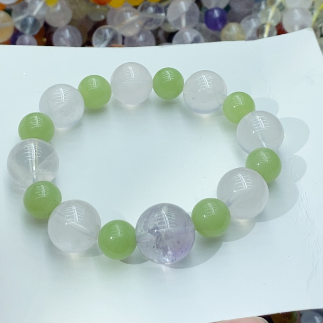 手链烟晶银S800镀金镶嵌