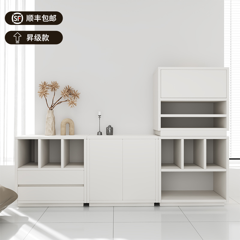实木矮柜客厅奶油风自由组合玩具收纳柜家用落地储物柜可定制书柜
