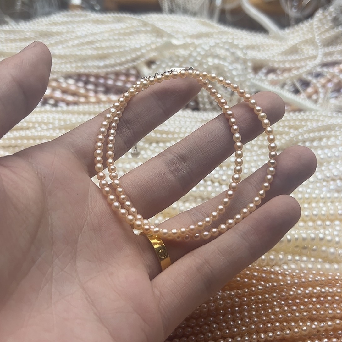 小***猫淡水珍珠未镶嵌半成品卡3-3.5香槟成品