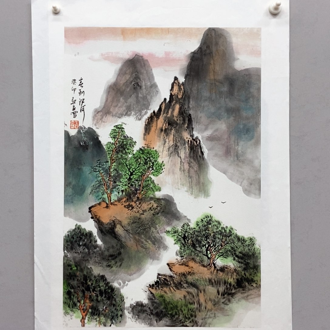 国画王亚立四尺三开真人真品