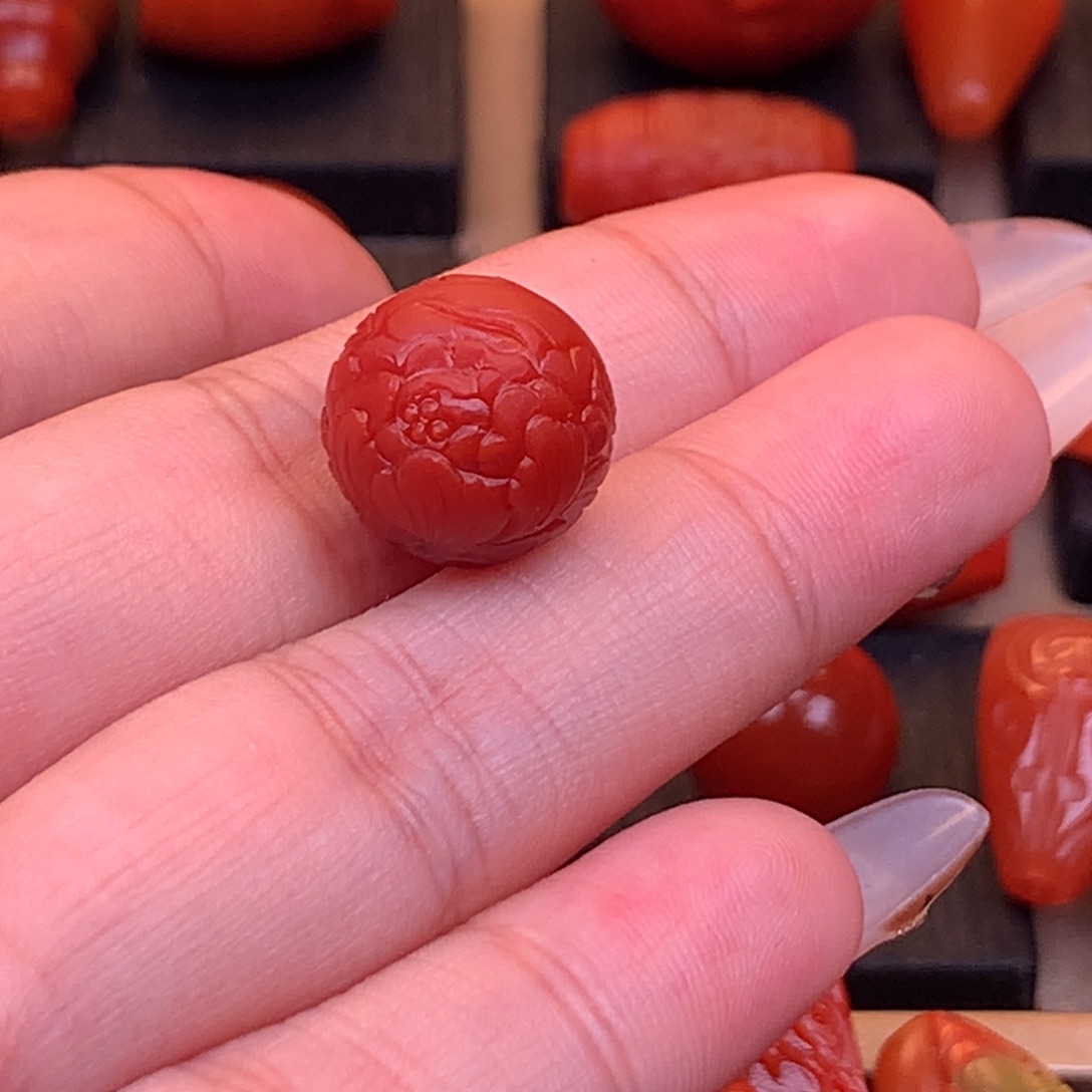南红玛瑙未镶嵌保山高品五岔路精工货头莲花珠13.8mm