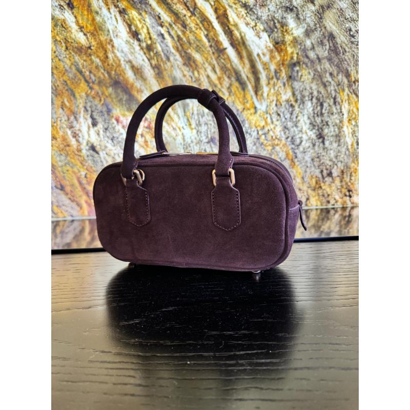 HIRMRIS手工真皮包550819-磨砂咖啡 翻毛保保球 25底长