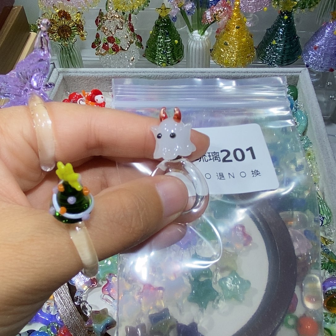 迷***棒玻璃颈饰201白色幽灵戒指