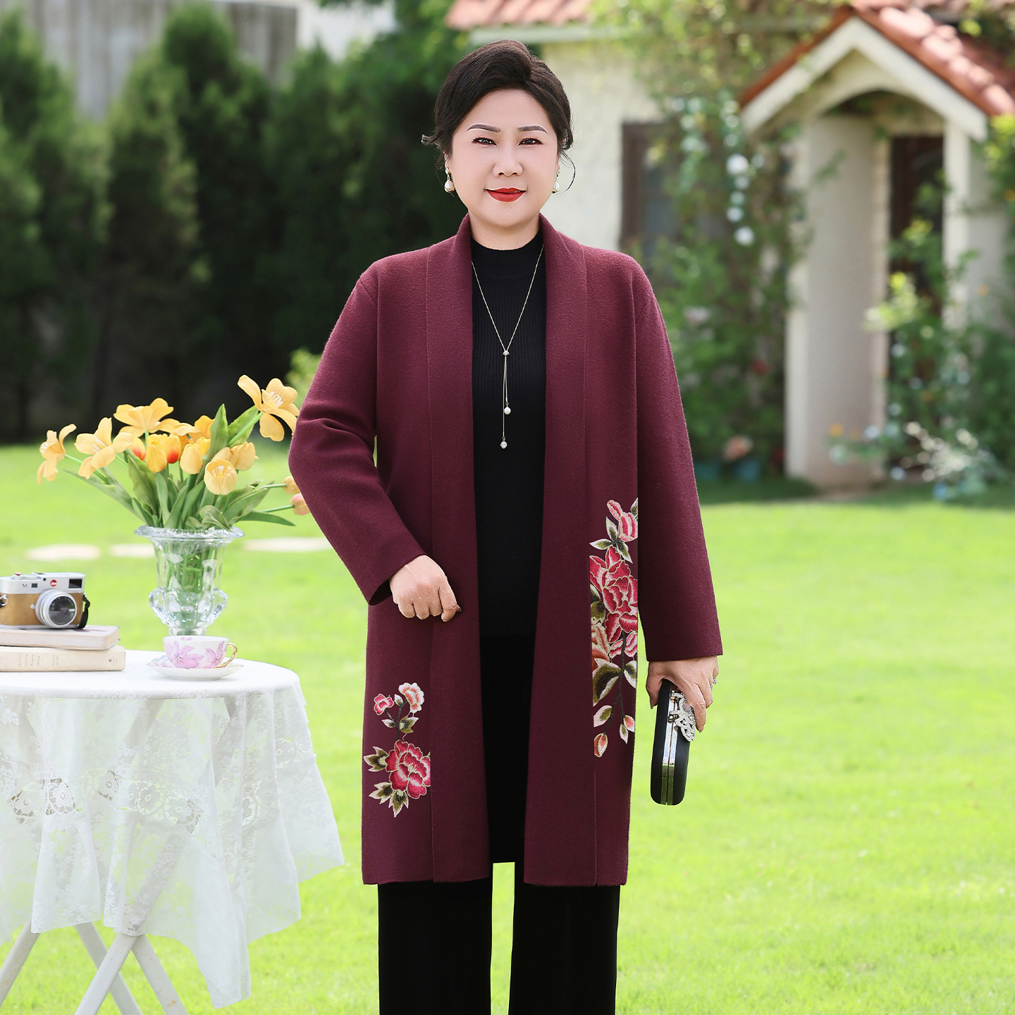 妈妈毛衣开衫外套大码高贵气质毛衫中老年女外穿休闲新款WM25735