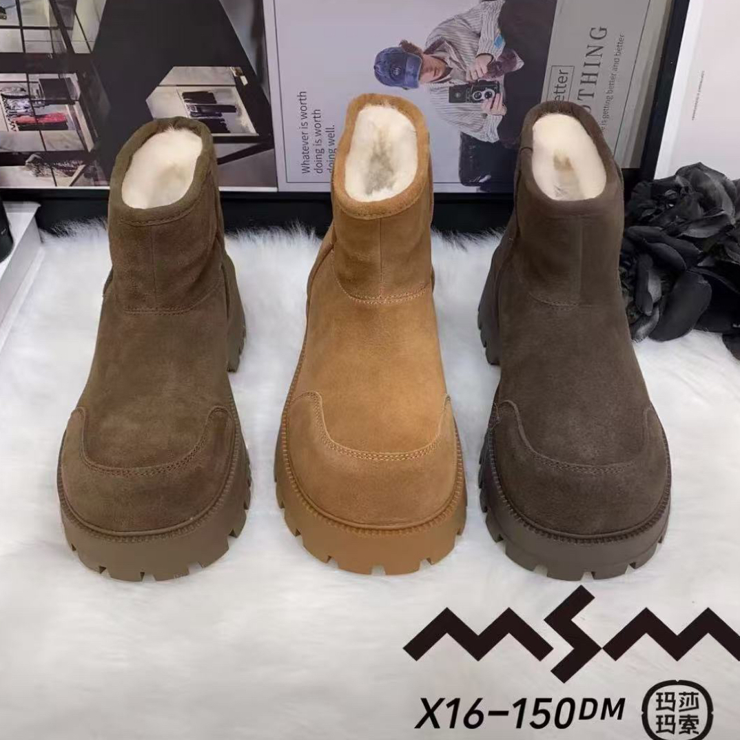 16-150玛莎玛索女鞋2025新款厚底增高马丁靴棉鞋大头保暖雪地靴