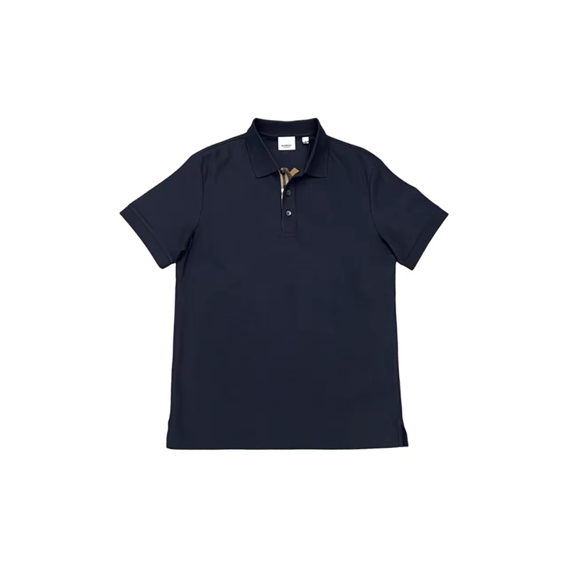 Burberry/博柏利 男士蓝色棉质纯色直筒套头短袖Polo衫80843991