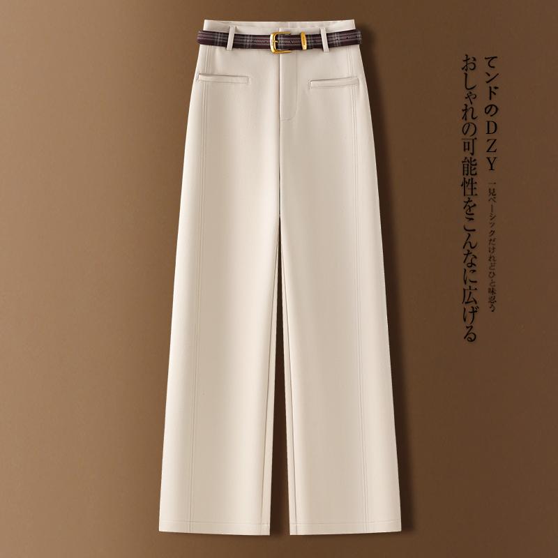 高腰显瘦百搭毛呢直筒裤女秋冬季新款洋气时尚宽松垂感休闲阔腿裤