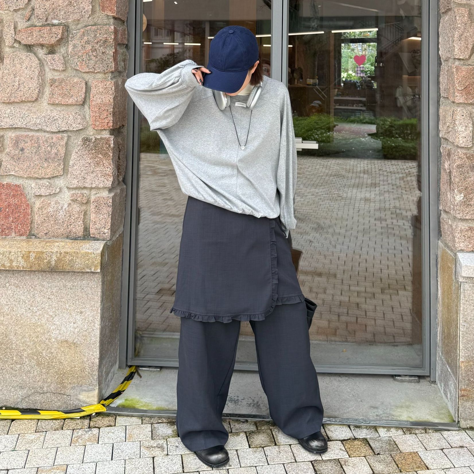 【清】2025秋季新款纯色中长款宽松字母刺绣小标T恤上衣卫衣99059