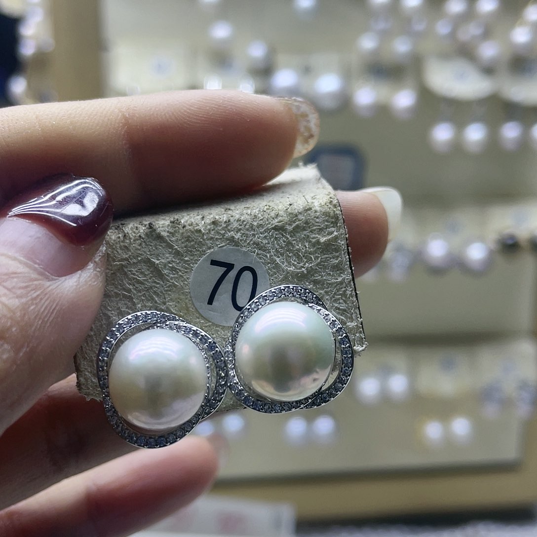 淡水珍珠耳饰银S925镶嵌