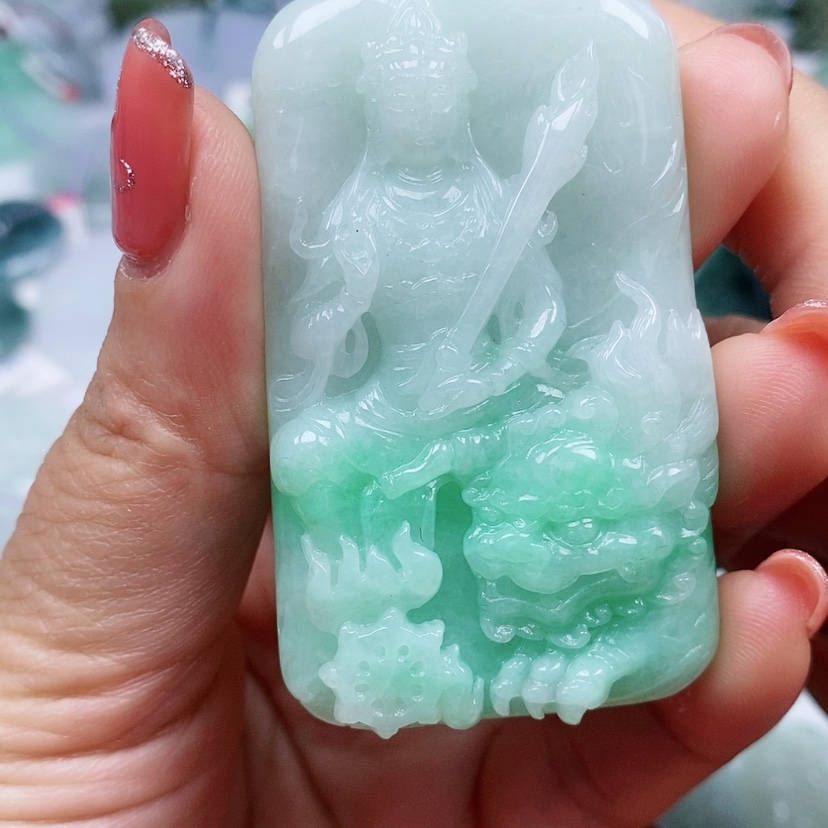 【闪购商品】翡翠颈饰未镶嵌天然翡翠A货阳绿文殊