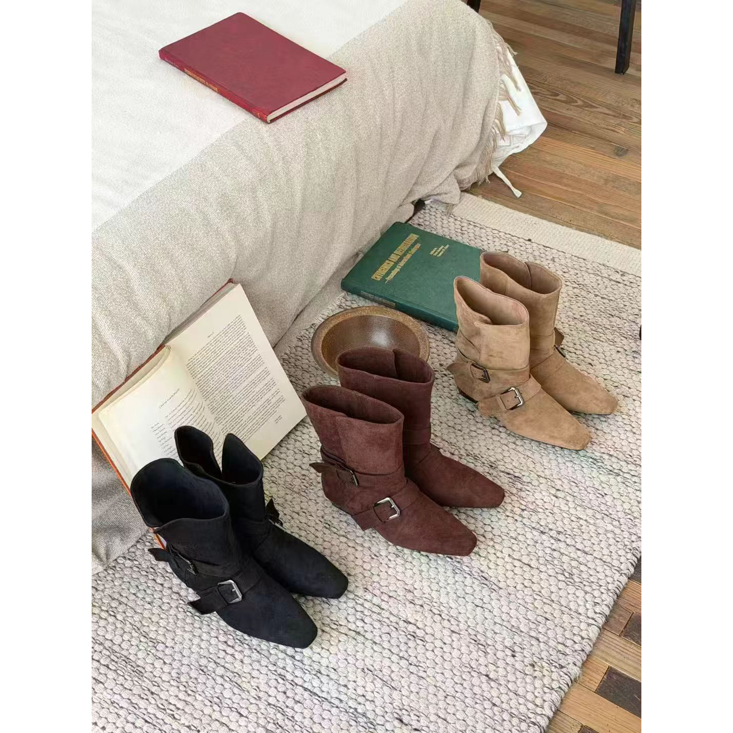 DZG 福（1xz72880#）真的好搭配- 好搭小方头软皮百搭短靴 12-27