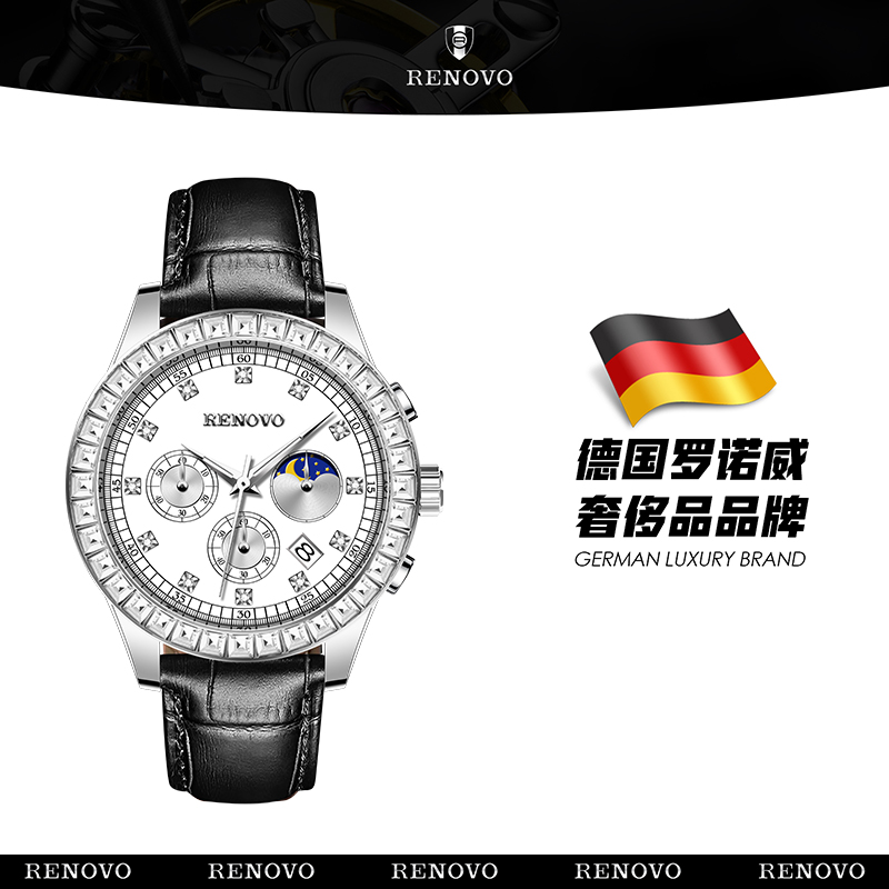 德国注册品牌RENOVO罗诺威防水时尚男士手表-R81031-DWL
