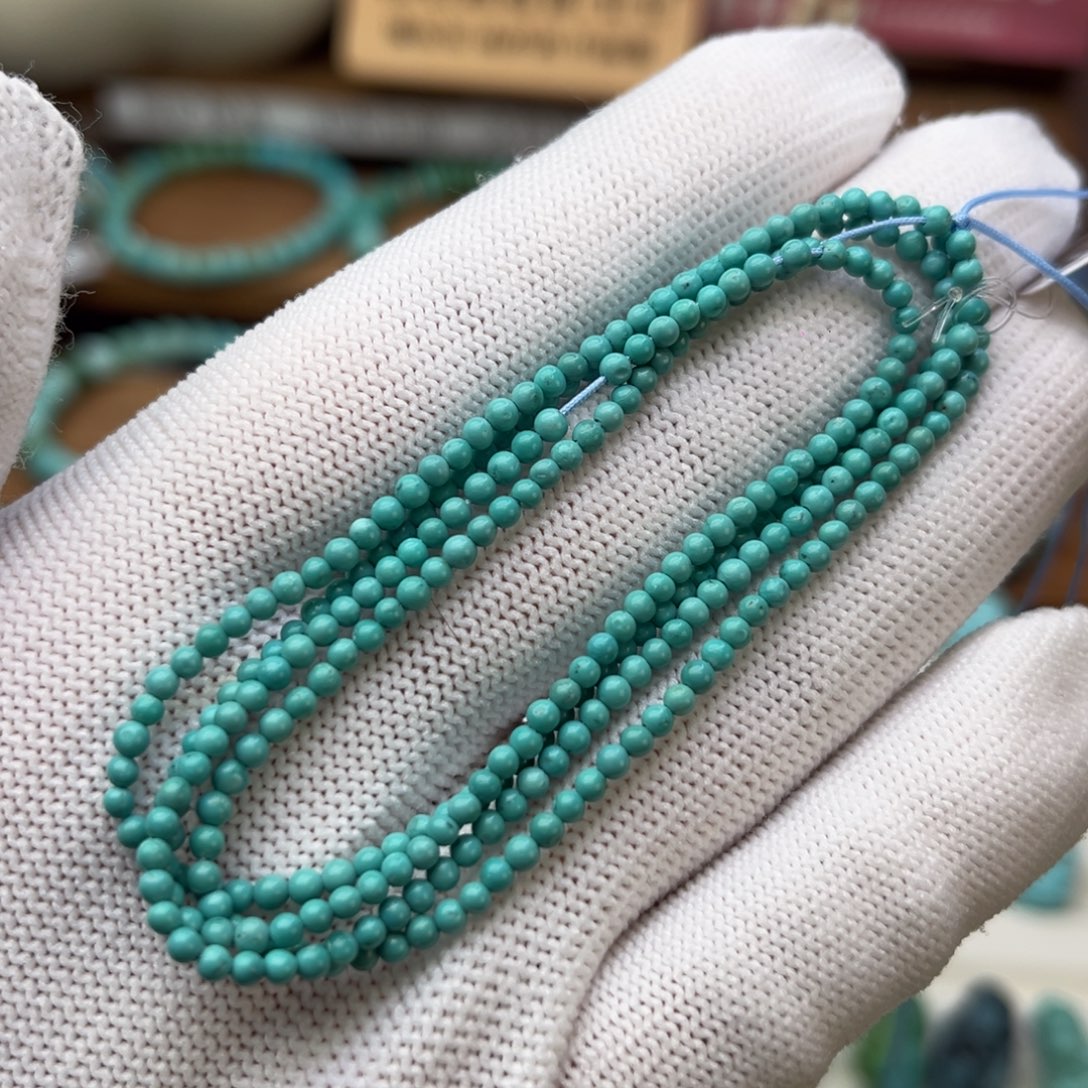 绿松石未镶嵌珠宝奇石米珠链
