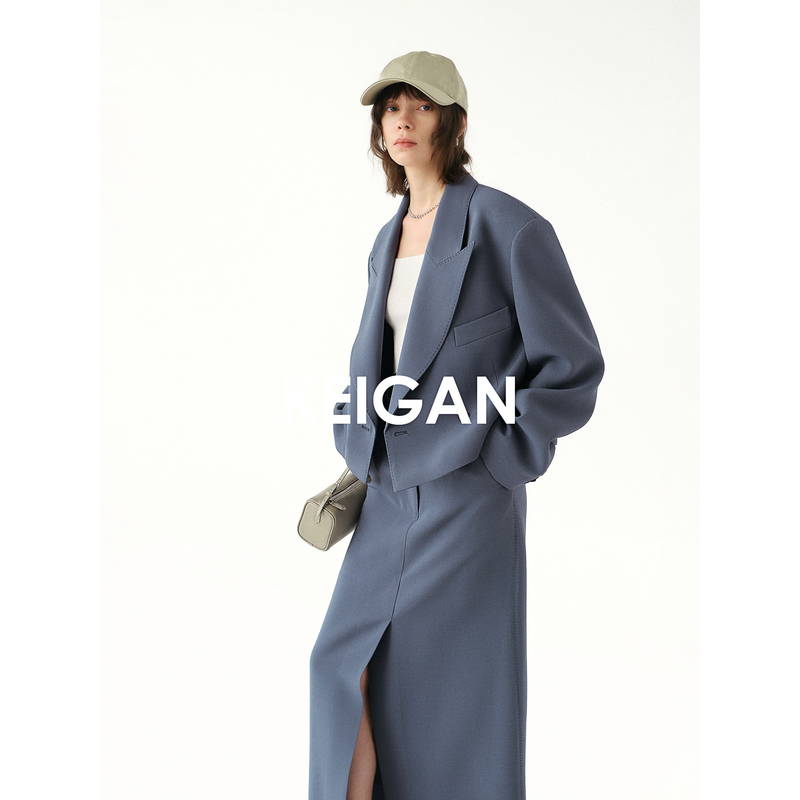 KEIGAN/开间 时髦解构下摆廓形长/短西装半裙套装春秋显瘦气质