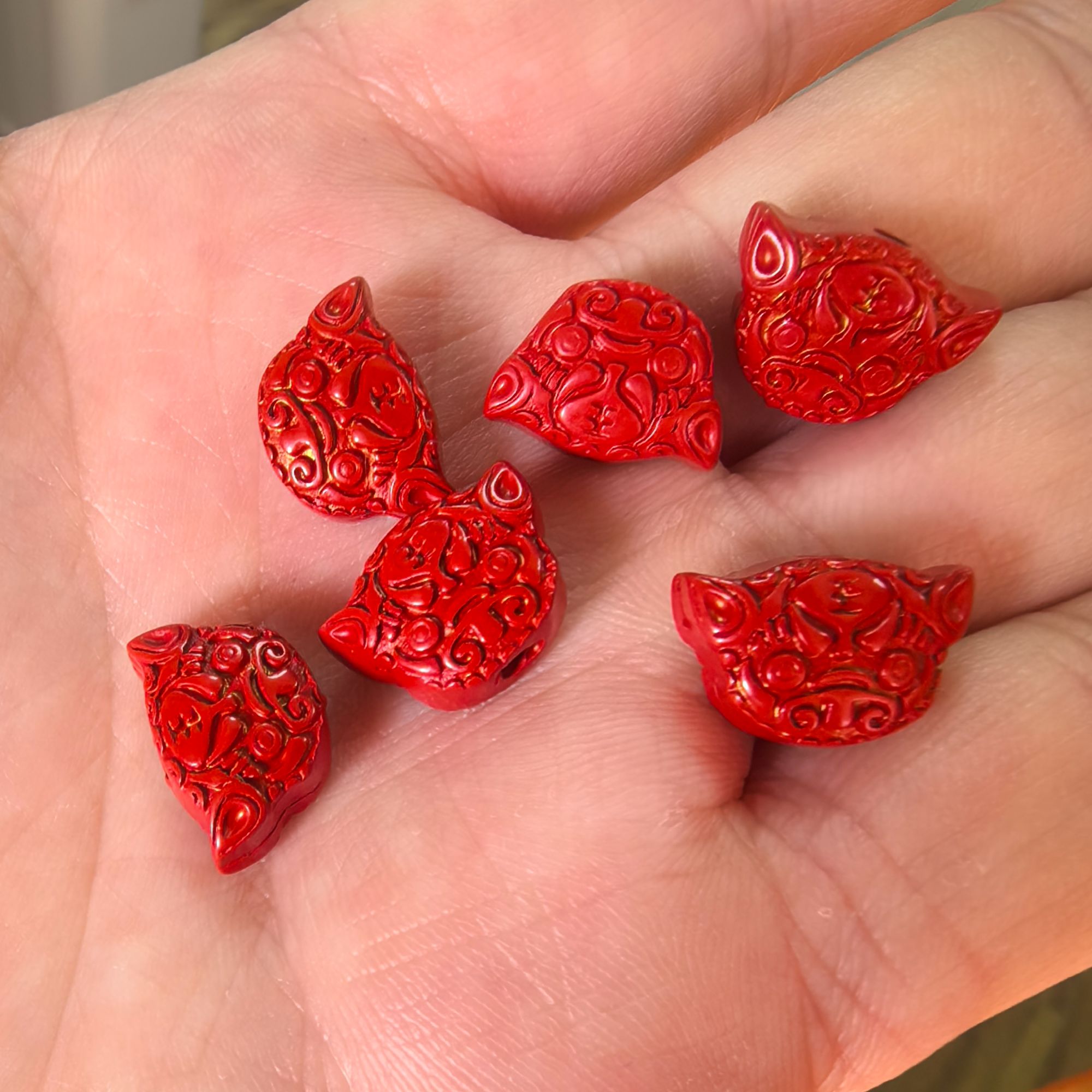 含辰砂工艺品【鹿鹿珠宝】天然原矿朱砂配件小隔珠集合FF