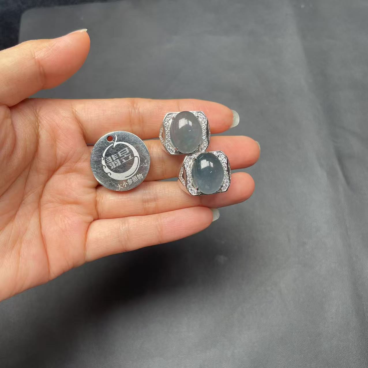 翡昱-N3-36192-623-天然A货翡翠戒指s925银镶-多样性发其一-D