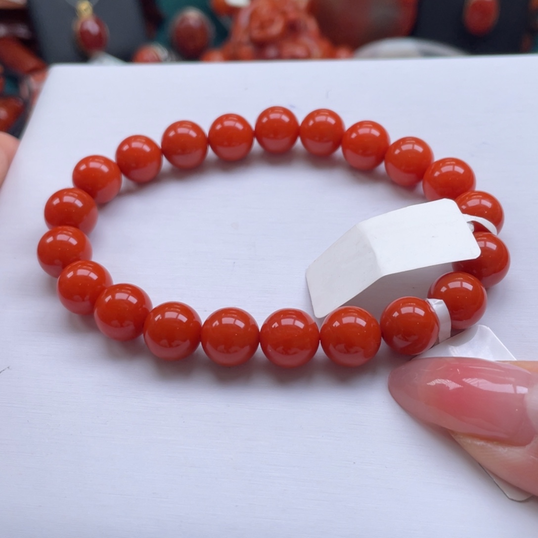 南红玛瑙未镶嵌川料南红柿子红单圈9mm