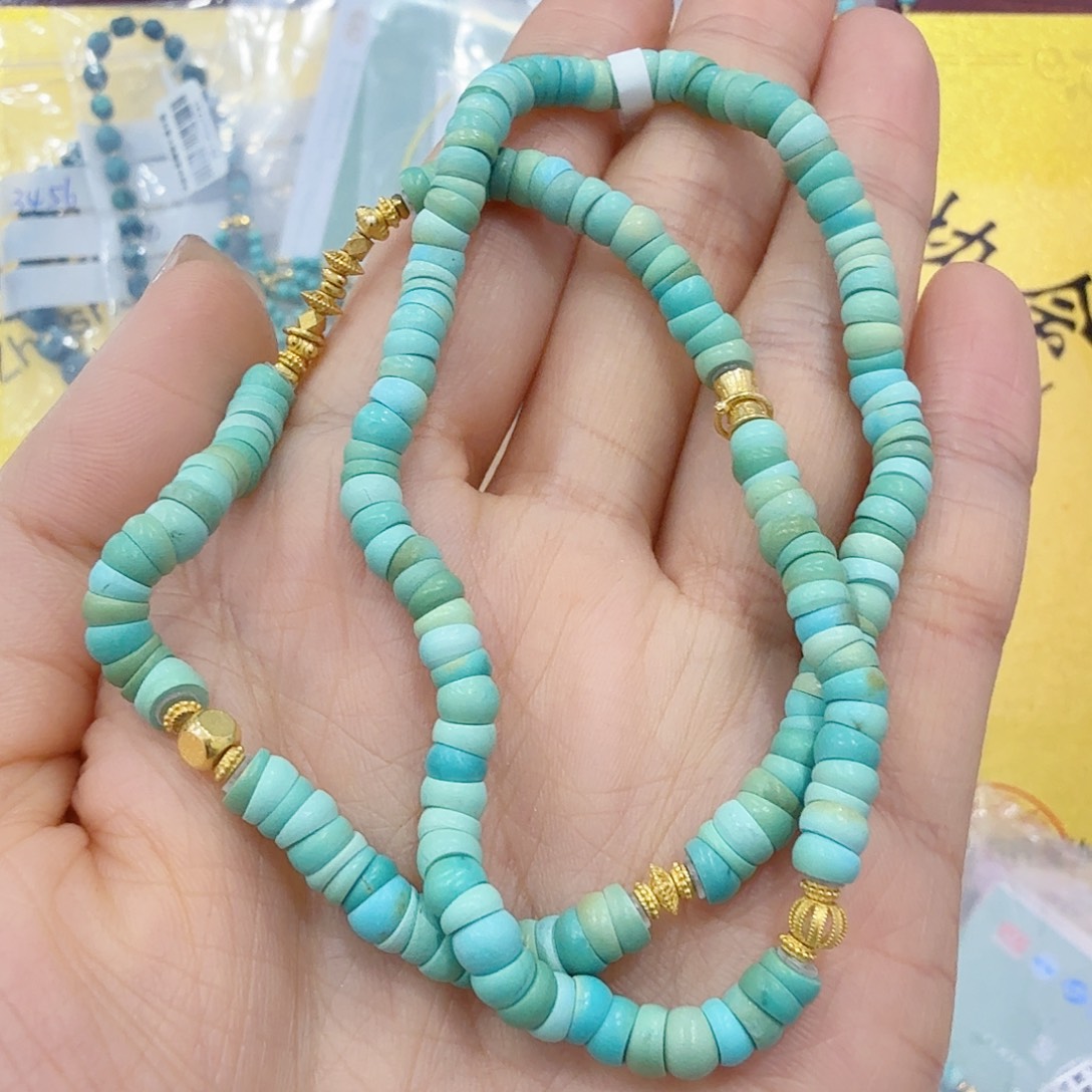 绿松石18K金镶嵌珠宝奇石