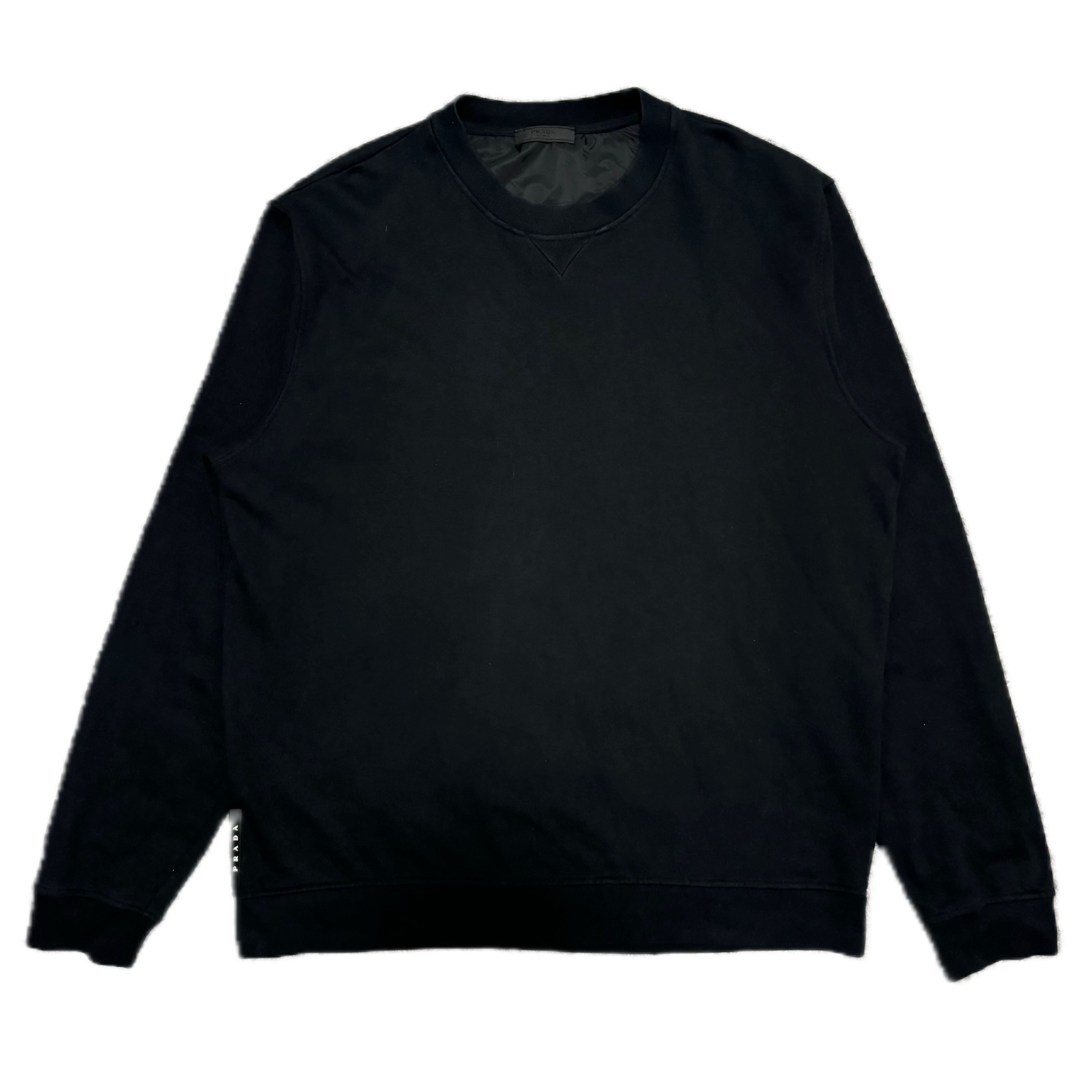 未使用 Prada/普拉达 黑标橡胶logo黑色卫衣XXL码