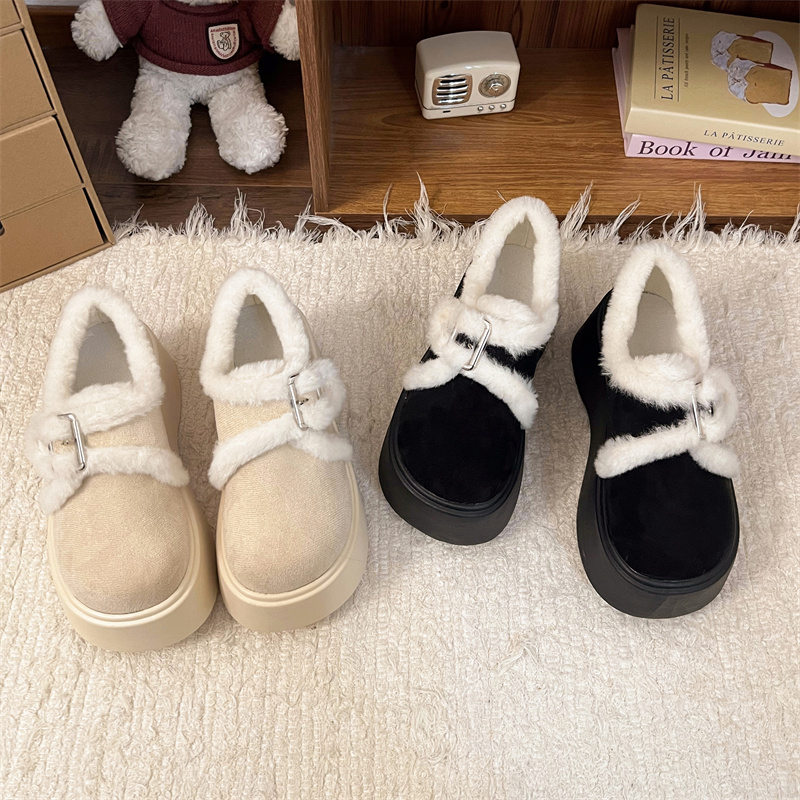 加绒厚底棉鞋加厚女款2025新款冬季保暖雪地靴毛毛鞋增高