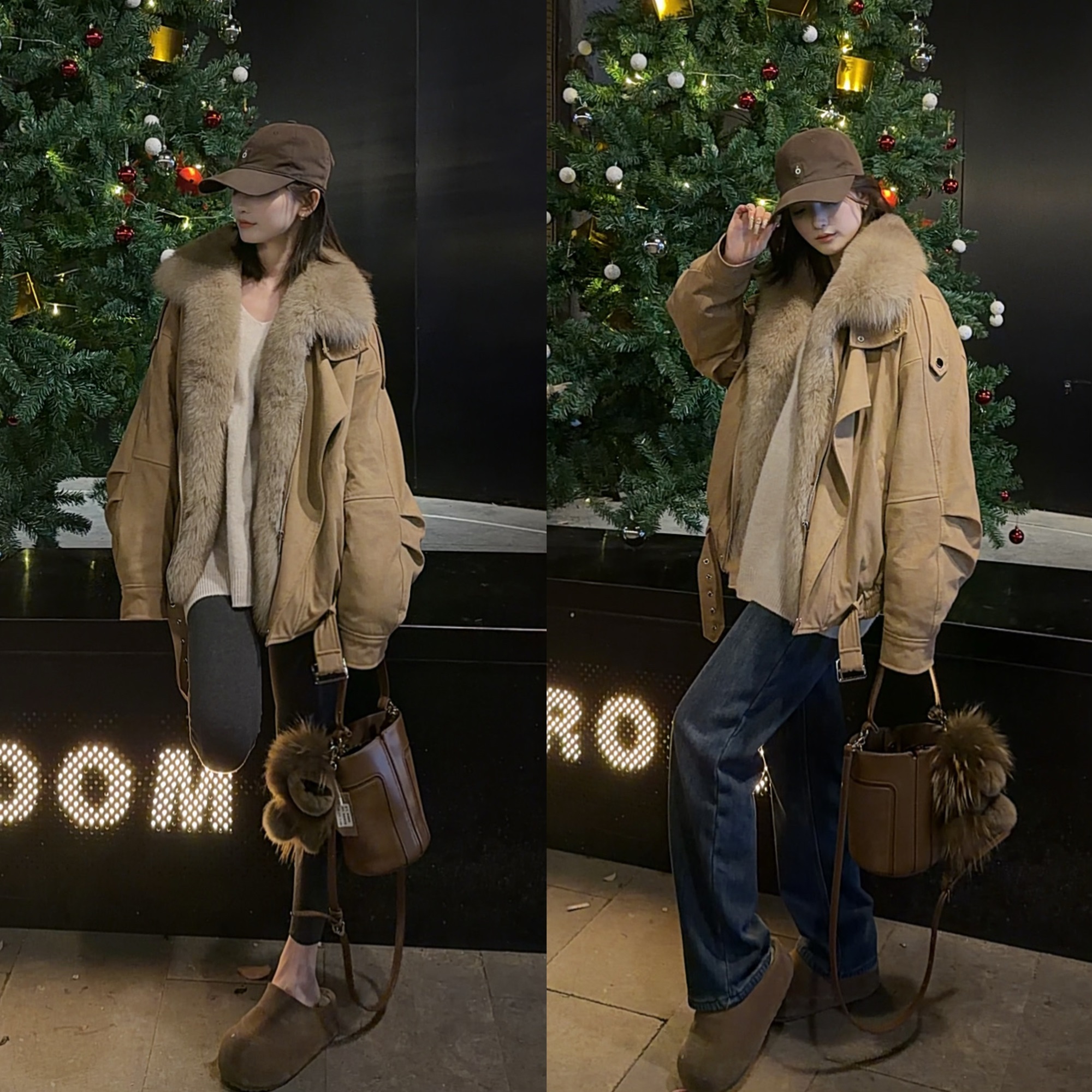 狐狸毛鹅绒派克服女款短外套F00015