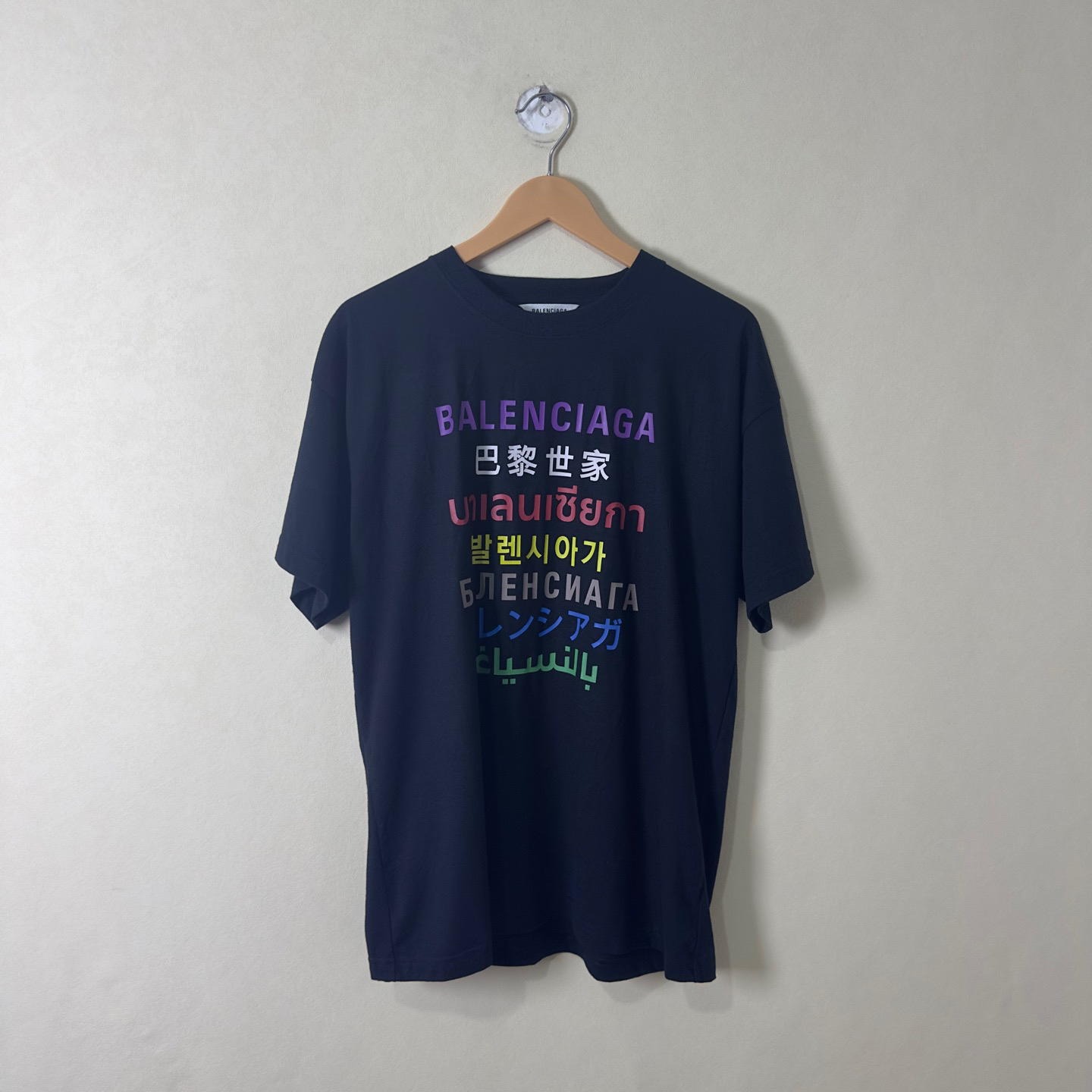 99新 Balenciaga/巴黎世家 七国语言印花T恤/M码