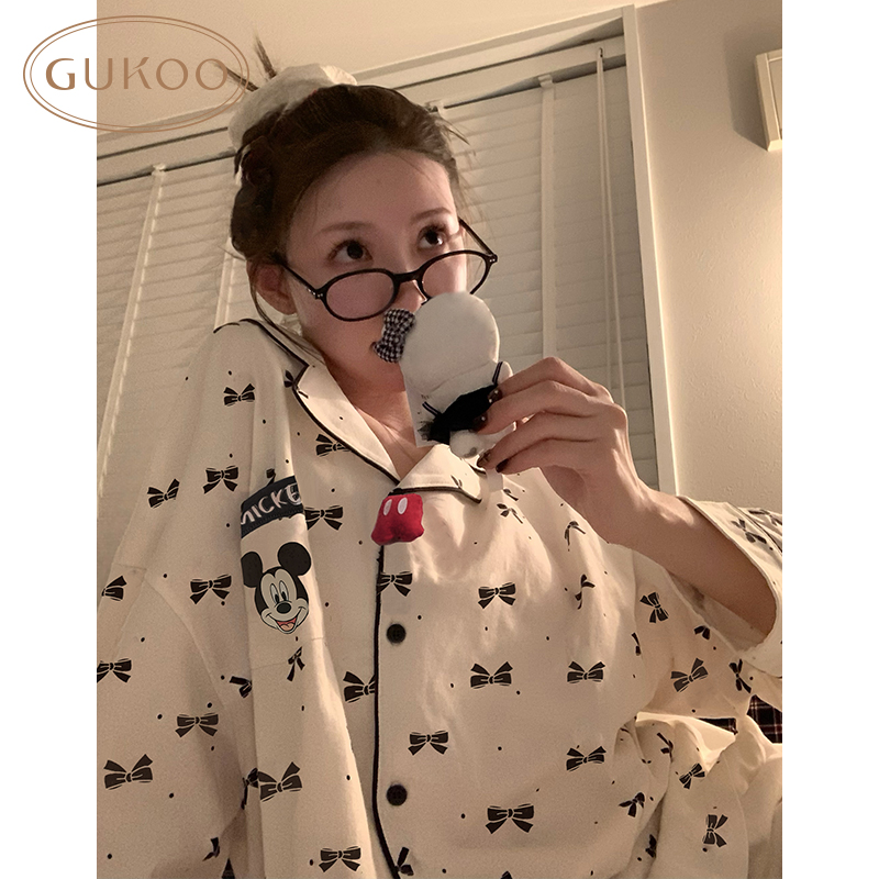 【Gukoo果壳】春秋新款迪士尼联名纯棉卡通可外穿女士家居服套装