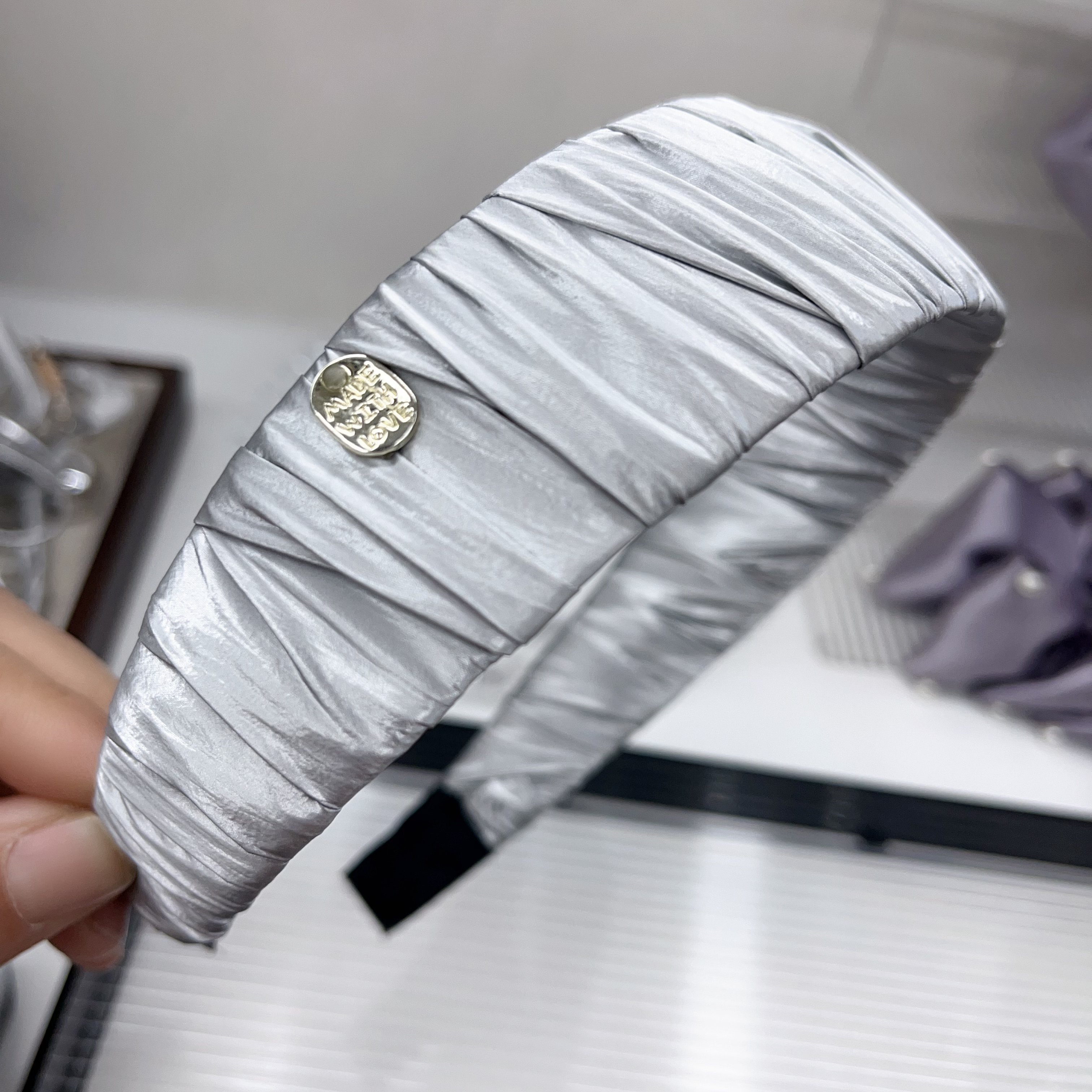D927银色系褶皱发箍
