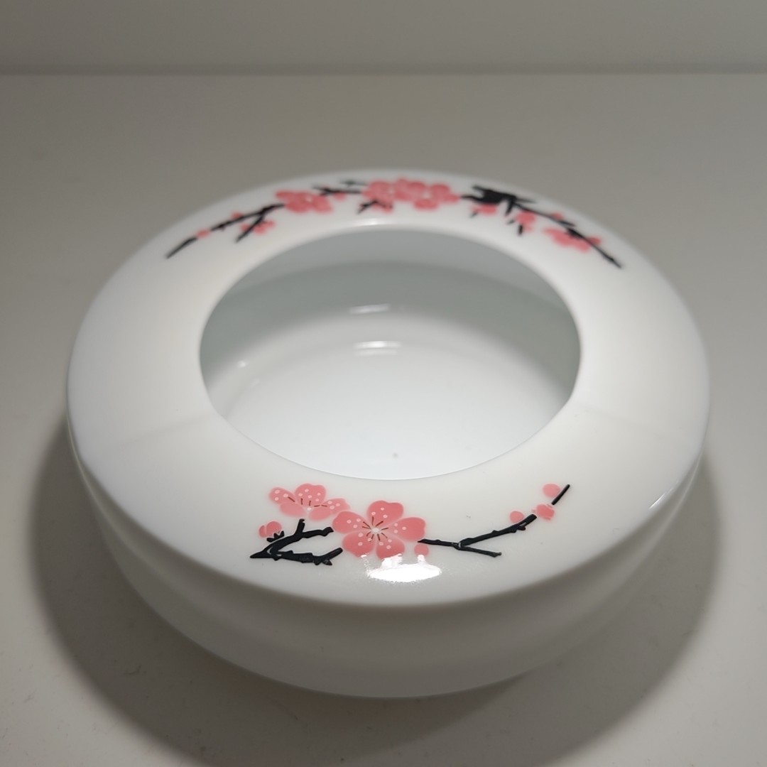  【HGY】高温陶瓷，茶道黑枝红梅烟灰缸（二棱）瓷流水17