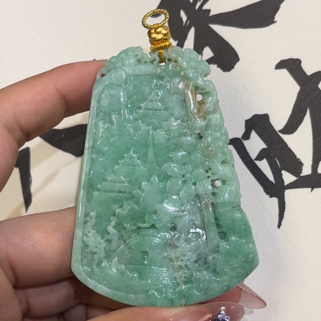 翡翠未镶嵌吊坠(赠链)代编织