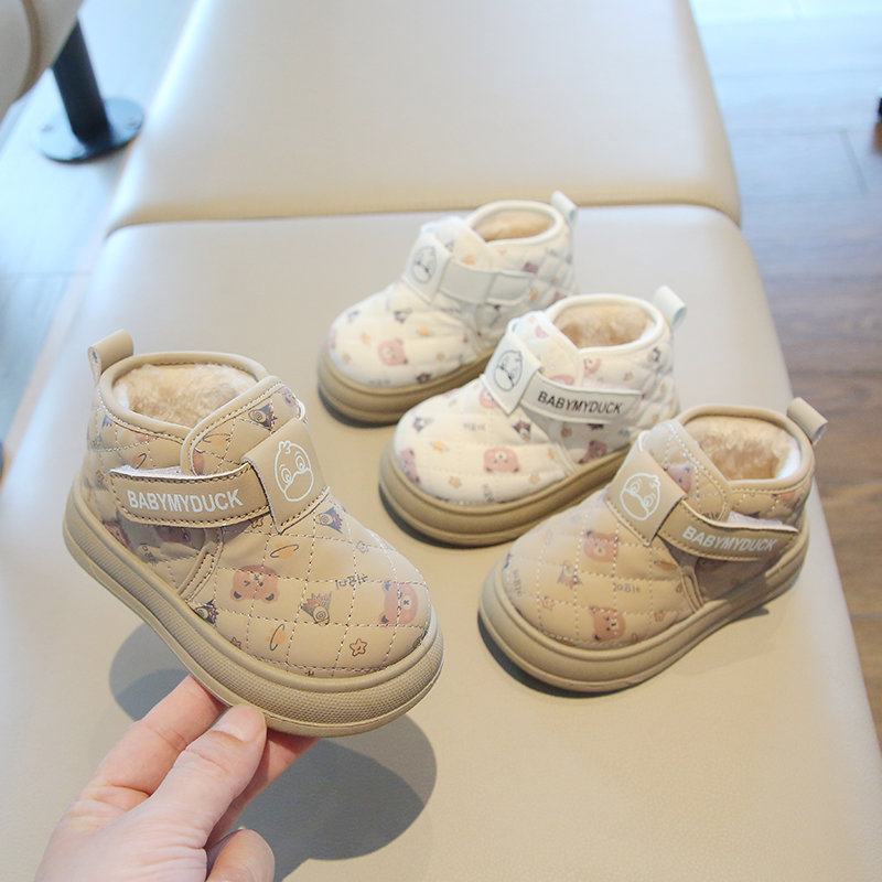 (现货)冬新款男童鞋加绒女宝宝鞋子学步鞋保暖软底棉鞋雪地靴短靴