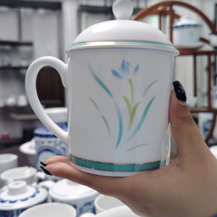 陶瓷春妍办公杯两件套