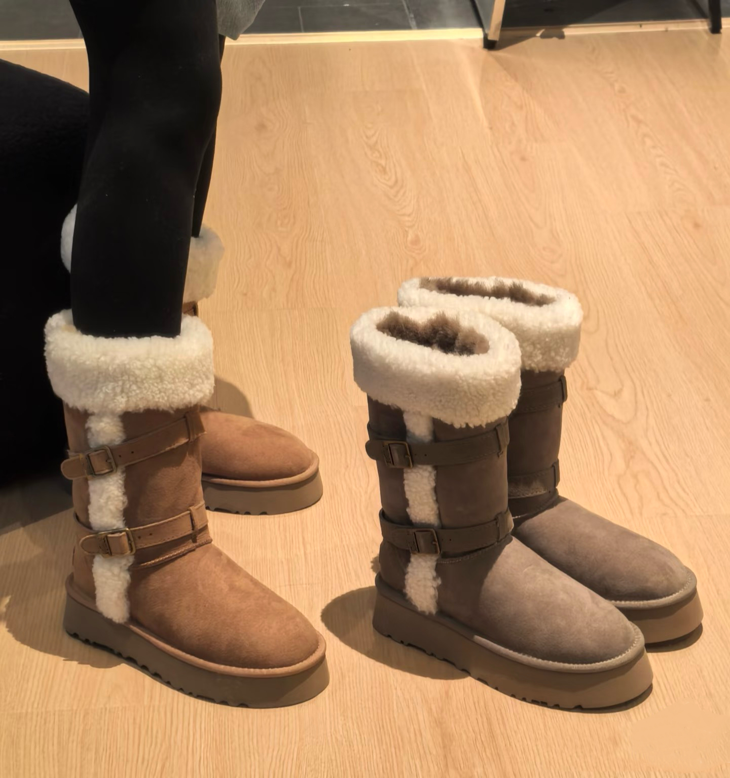 【卷毛骑士】U家同款桑坡皮毛一体雪地靴