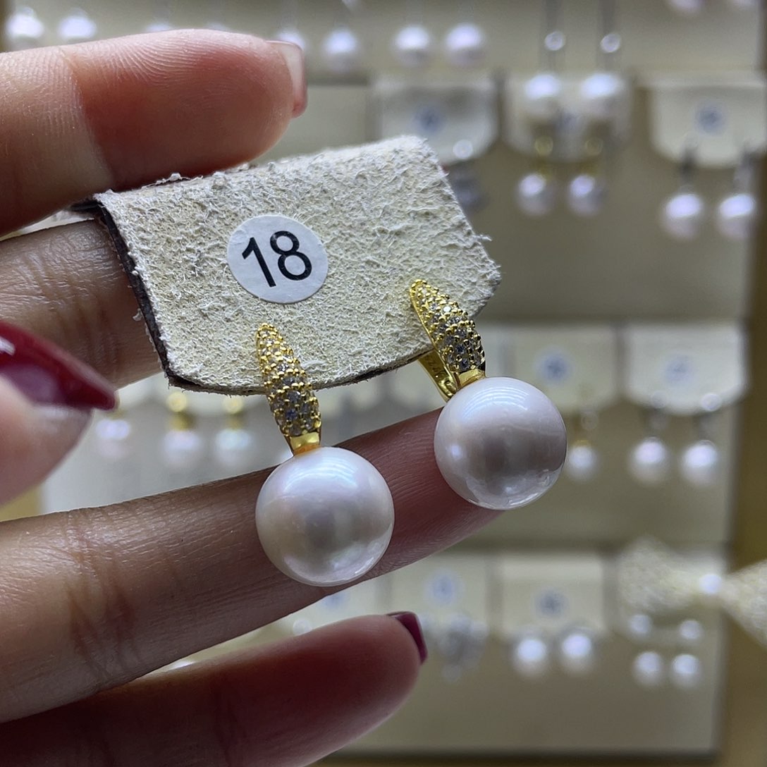 淡水珍珠耳饰银S925镶嵌