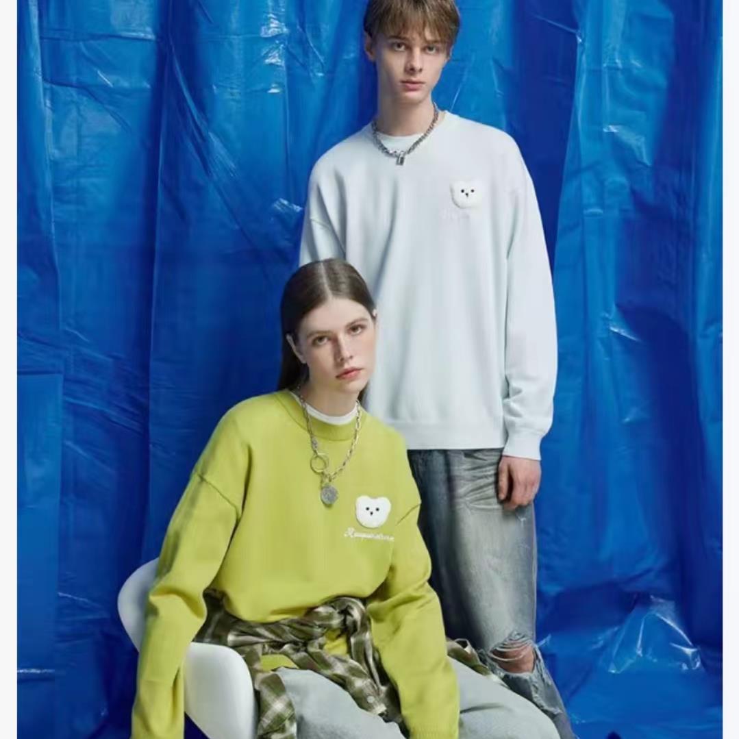 24年新款小熊logo套头长袖针织衫男女同款66704