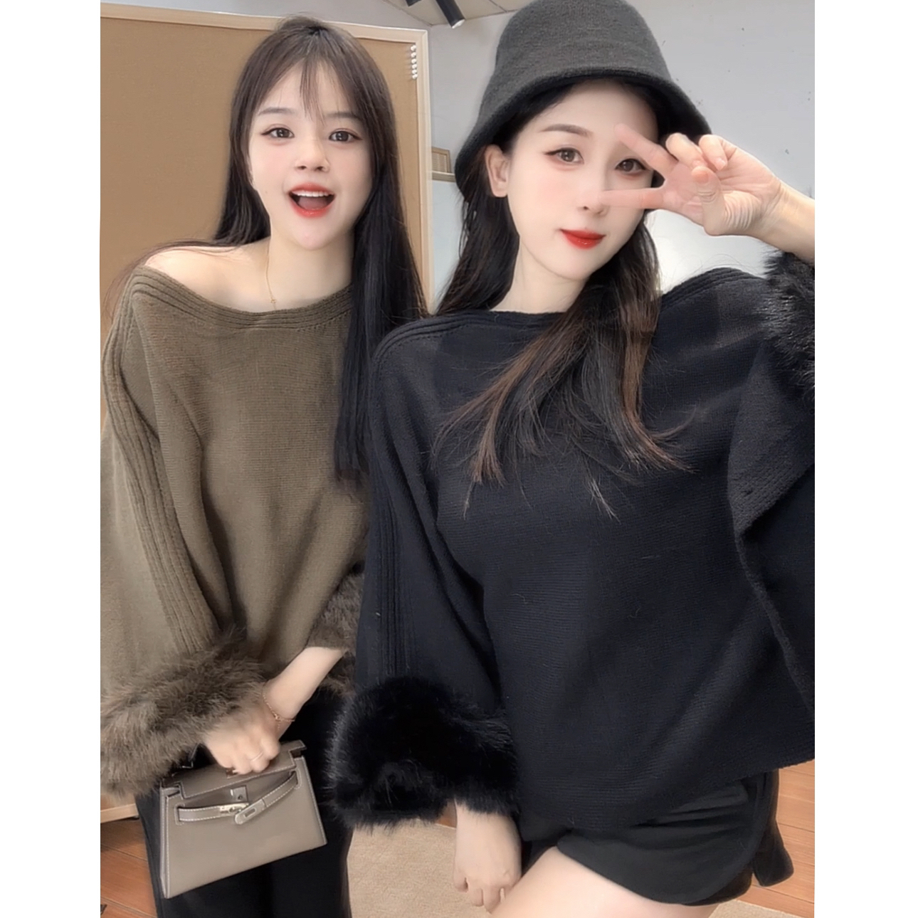 设计感斜肩斗篷款毛衣时尚小众11051