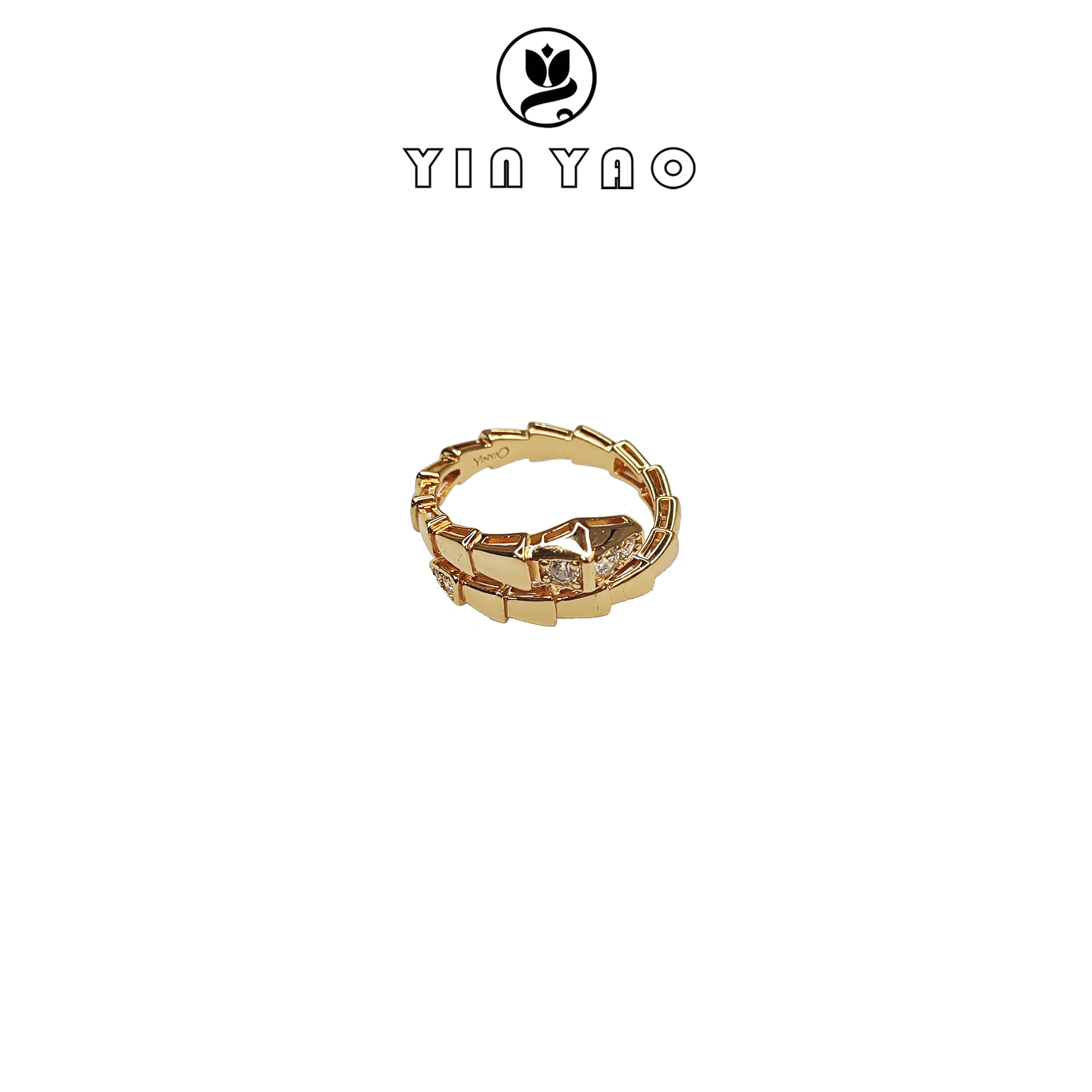925银戒指 【YINYAO】原单设计浅金色指环金色镶嵌欧若精灵风
