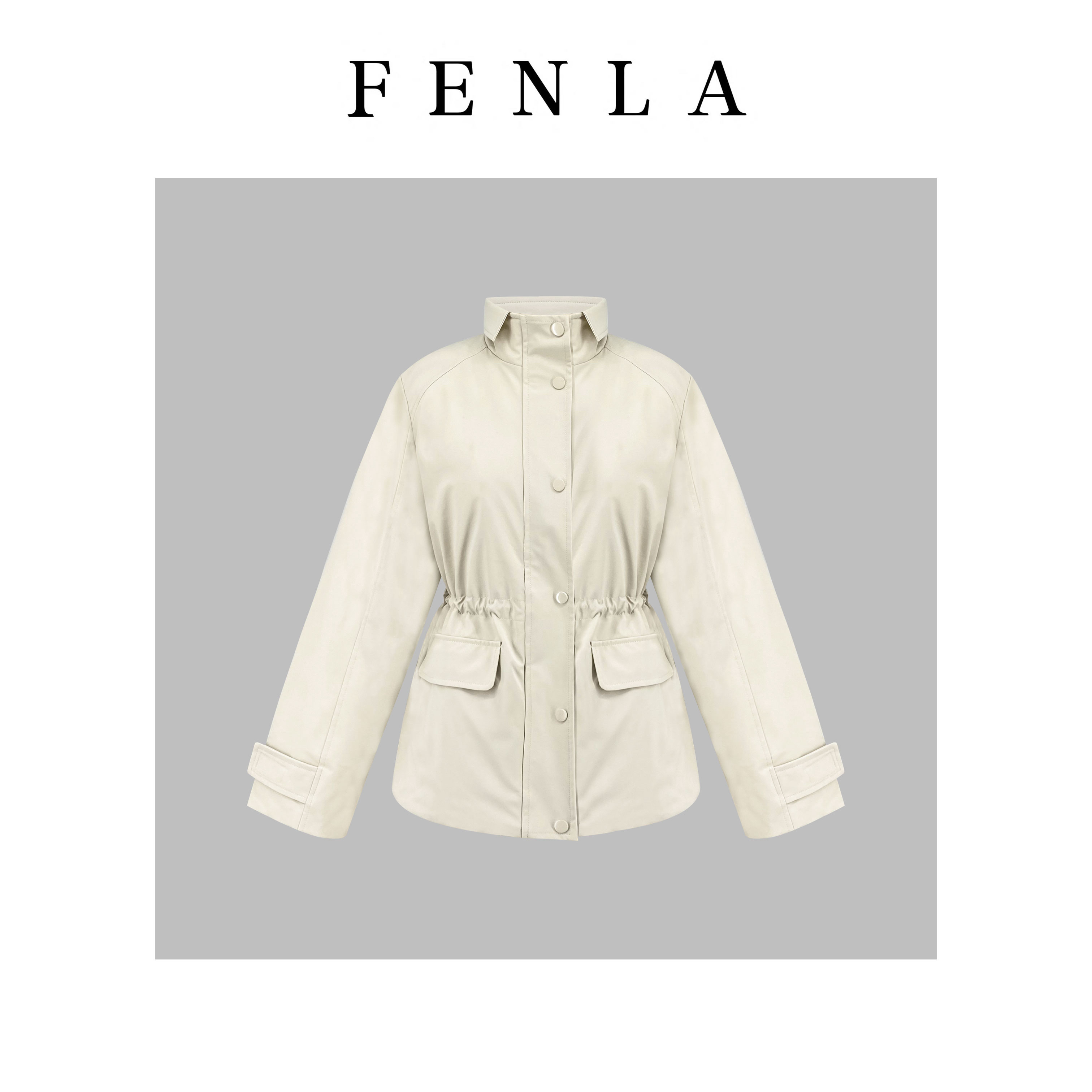 【惠姐私服】设计感抽绳收腰立领户外95鹅绒冲锋衣外套 85358