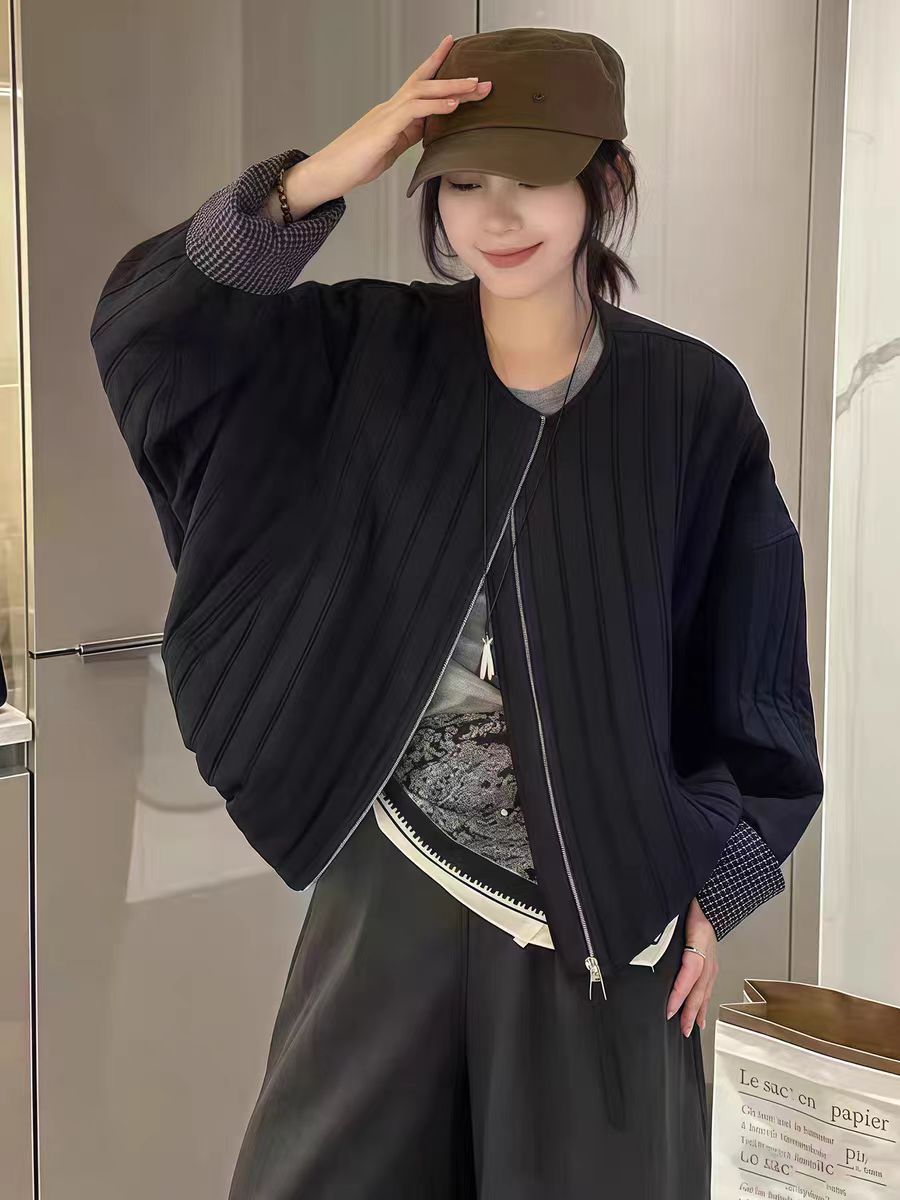 圆领宽松型中厚款女外套棉服开襟长袖