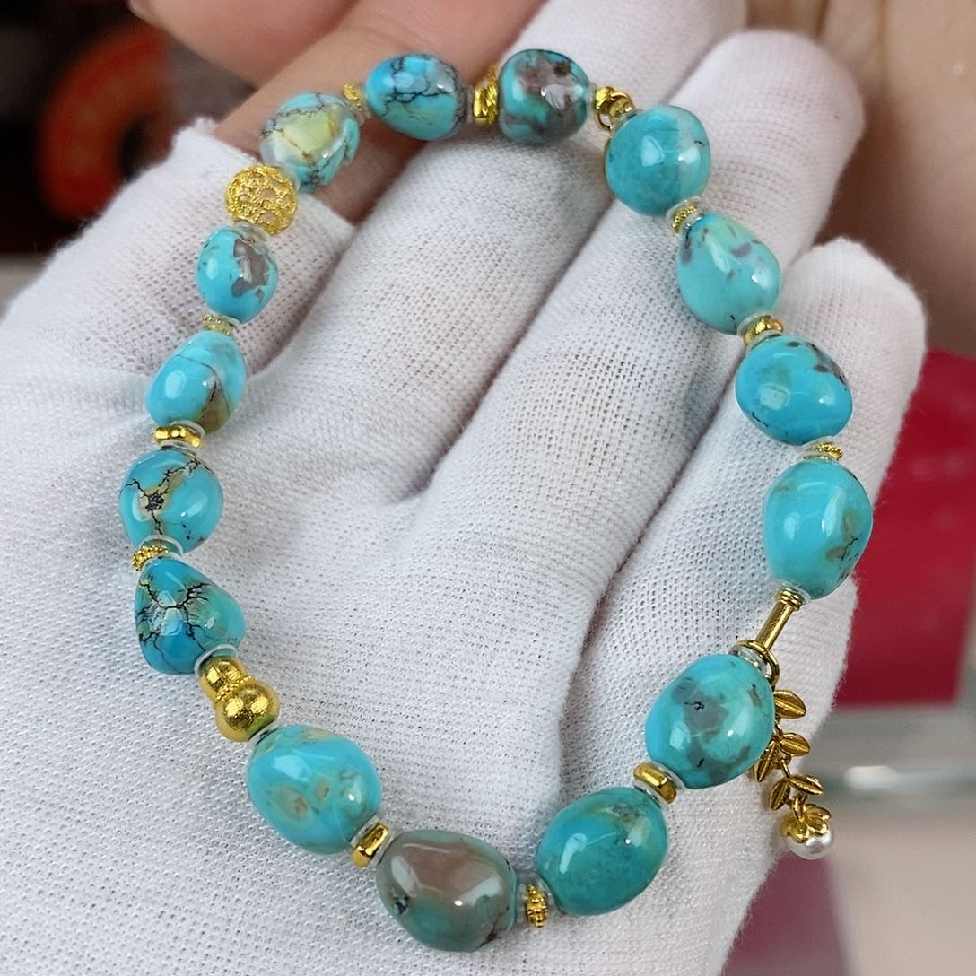 绿松石珠宝奇石18K金镶嵌