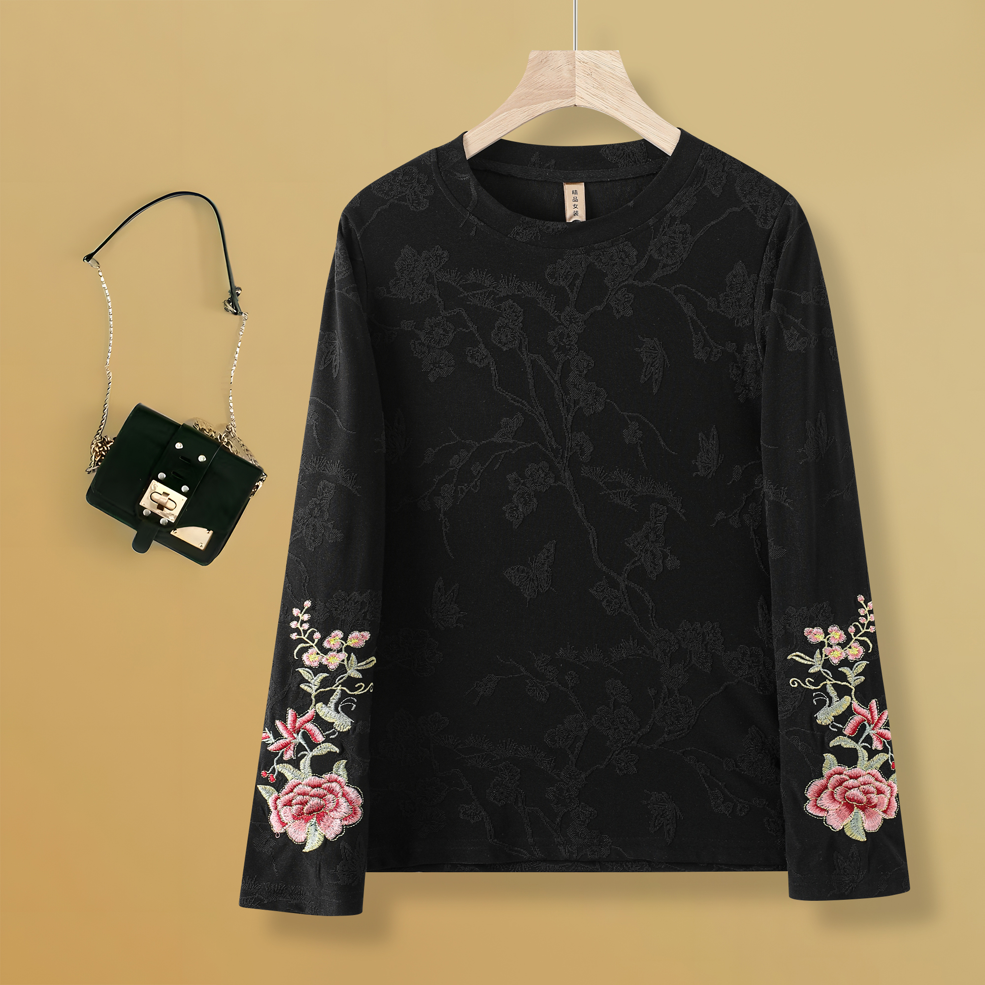 双绣牡丹  新中式文艺重工印花上衣