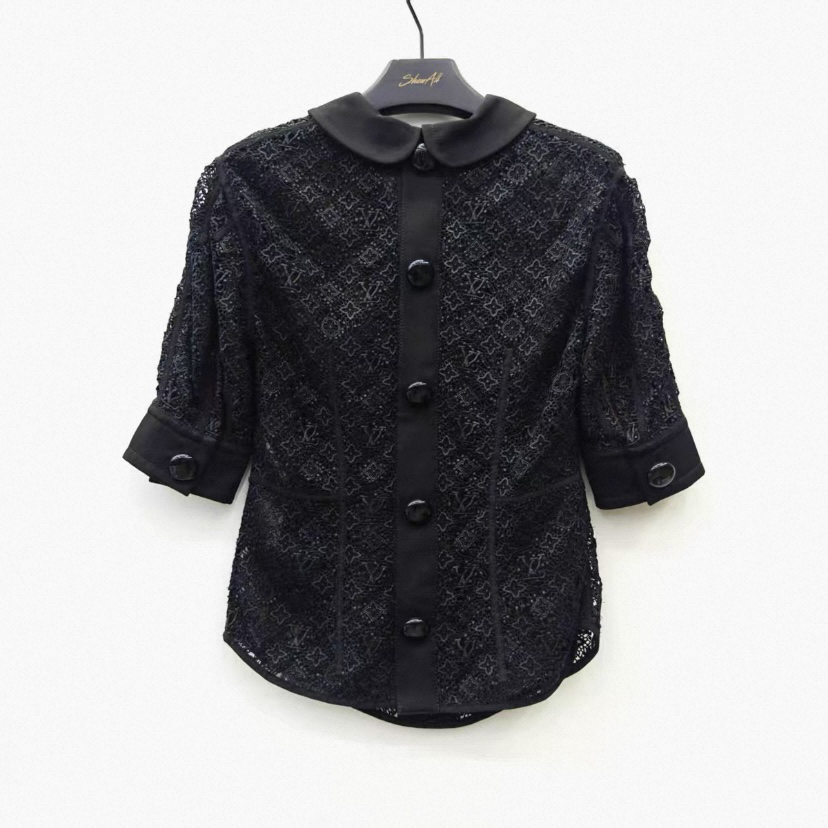 99新 LouisVuitton/路易威登 黑色蕾丝老花上衣36码1823
