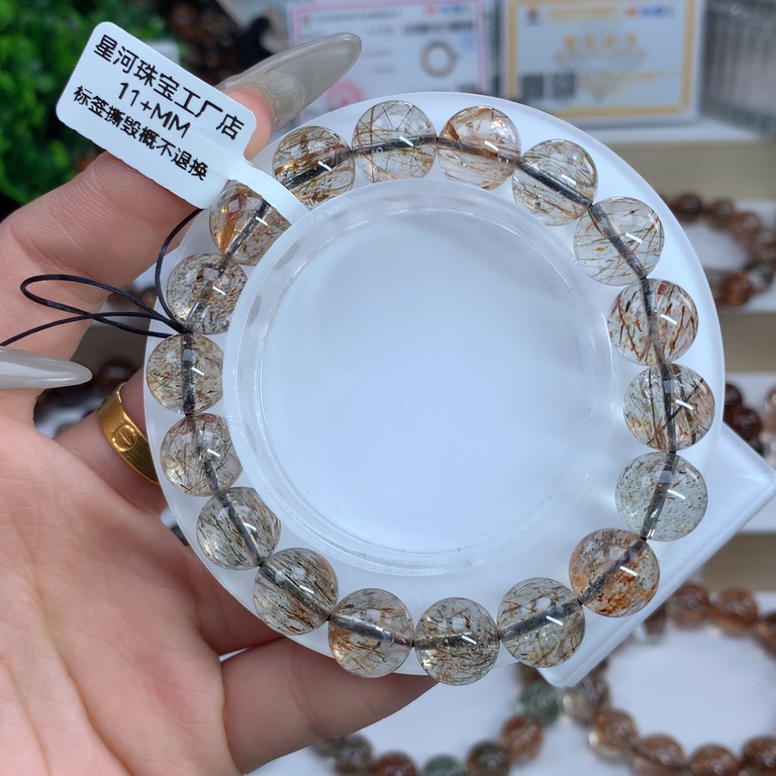 水晶手串未镶嵌黑金超七多样性发其一