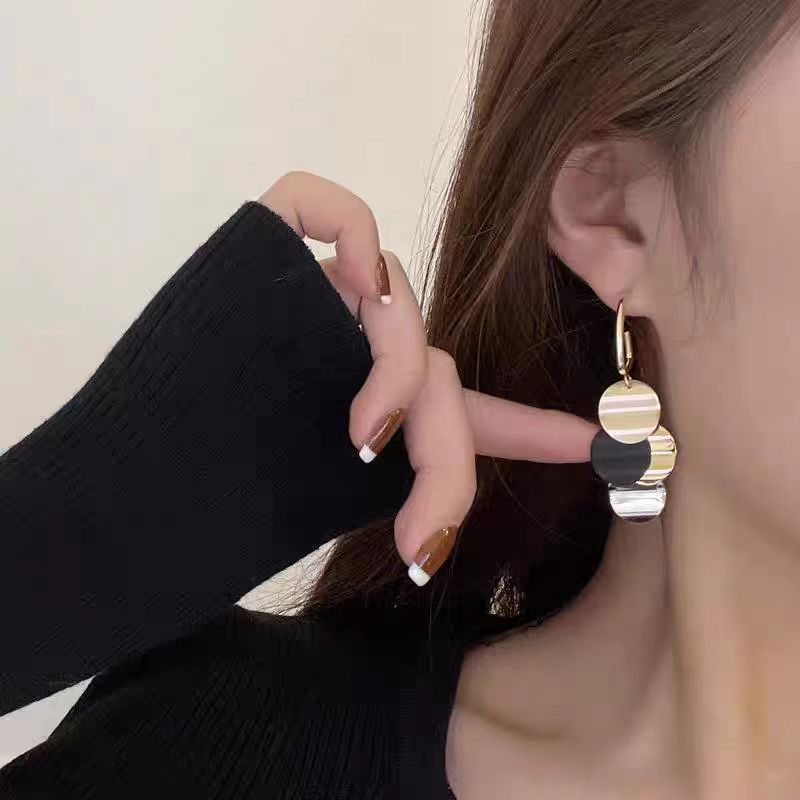铜合金耳饰 圆环金属片耳环新款潮网红时尚百搭气质耳饰女N1053A1